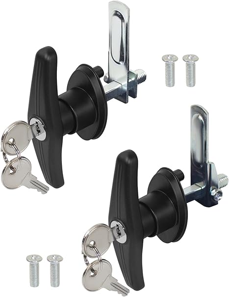 Universal – Truck Cap Camper Shell T-Handle Lock Latch Replacement Kit with Keys (L&R Pair)