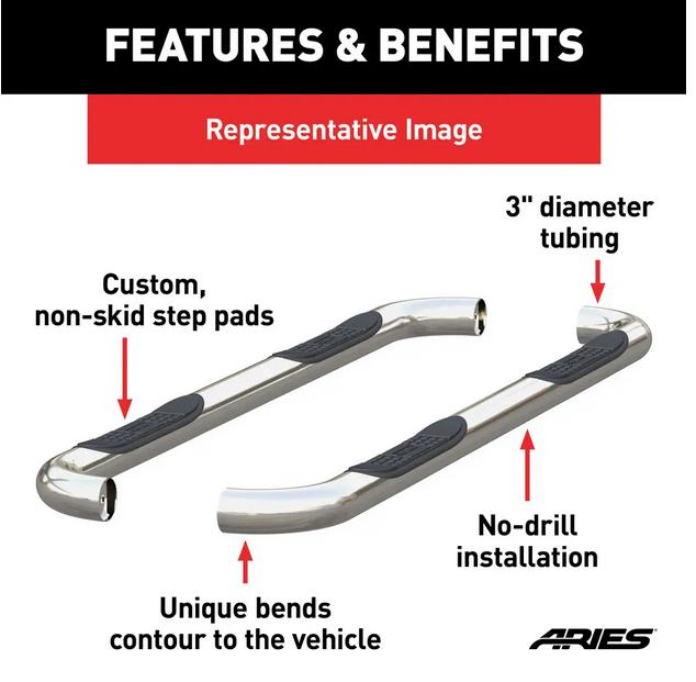 2009-2024 Ram 1500 / 2010-2024 Ram 2500-3500 CC – Side Bars 3in. Round Stainless Steel